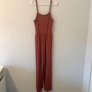 Red jumpsuit with pockets